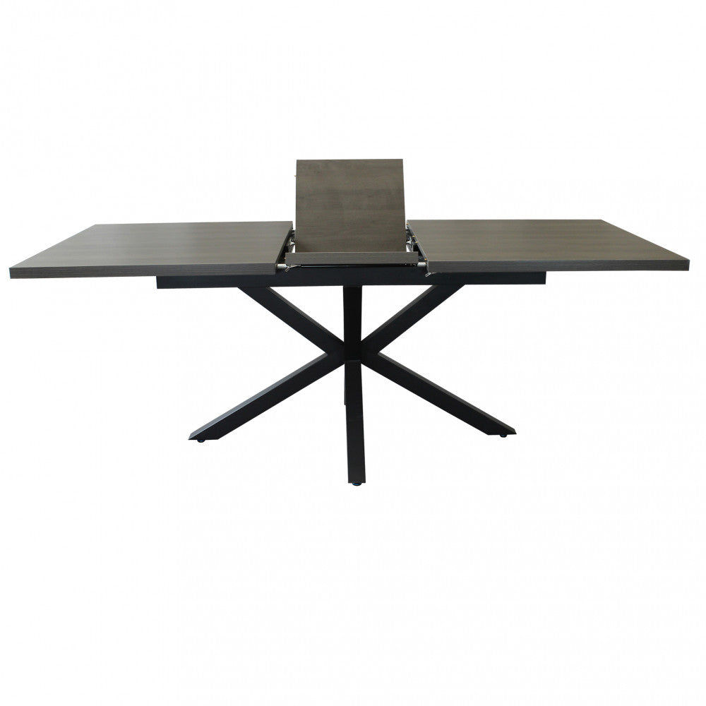 Tavolo allungabile con piano in mdf antracite e struttura in metallo nero 90x160/200xH75 cm Gariè