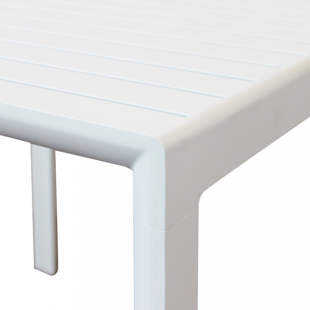 Tavolo quadrato 80x80 cm in alluminio con piano a doghe e piedi regolabili Alley