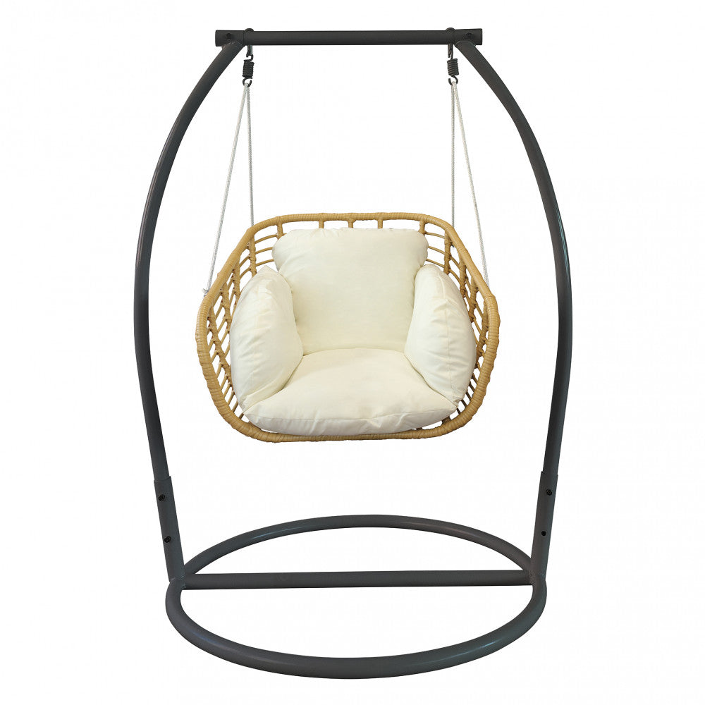 Dondolo un posto singolo struttura in metallo circolare con cuscino 105x156x105 cm Gleces