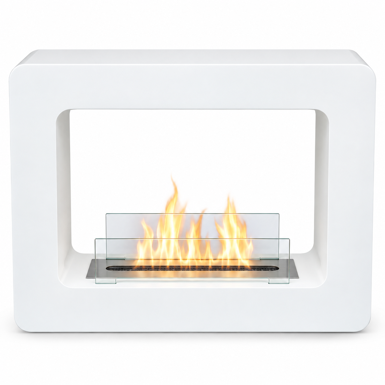 Stufa caminetto a bioetanolo 3 kw in acciaio con fiamma coreografica Sunnie