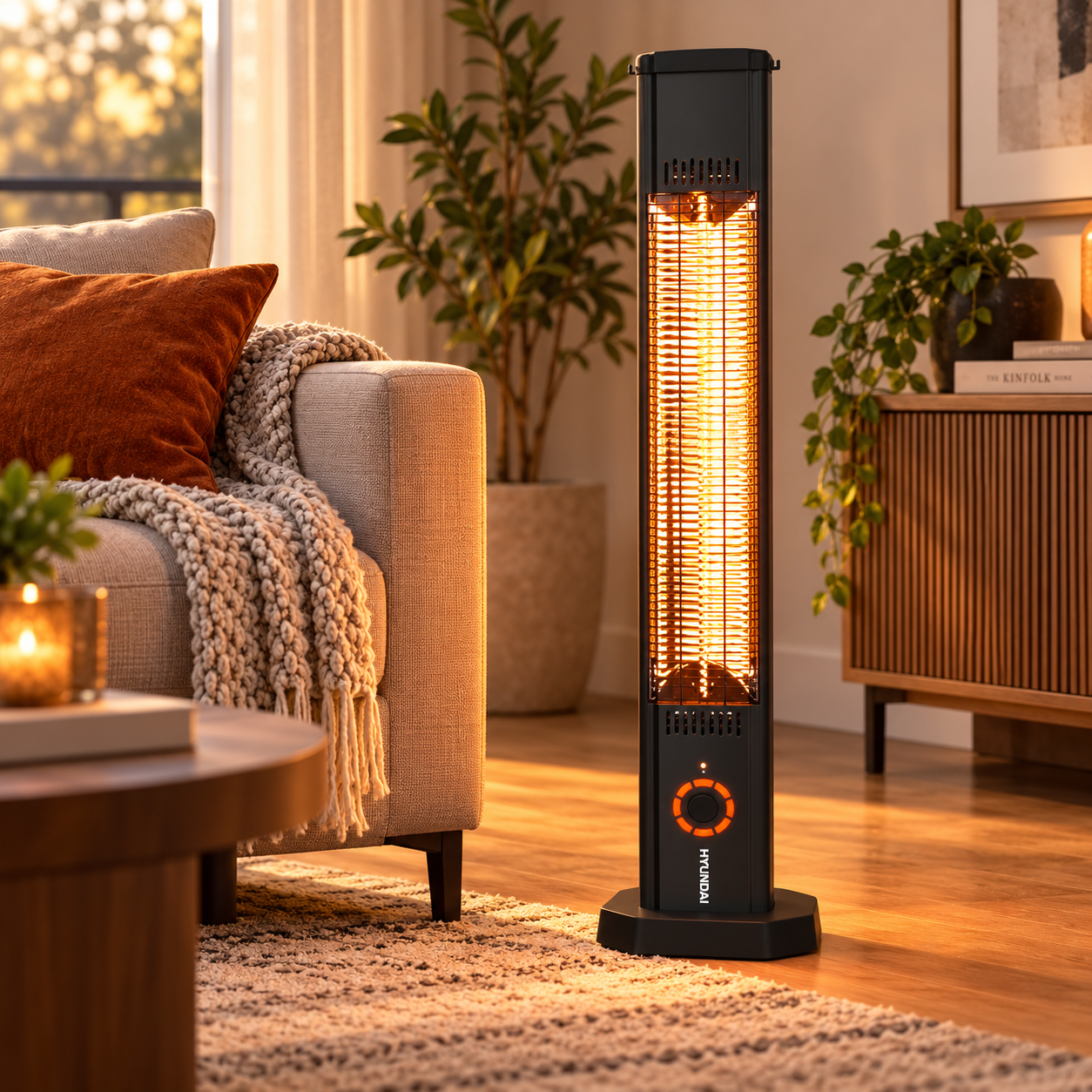 Stufa elettrica patio a colonna 2000W al carbonio da parete o da terra ideale per esterni