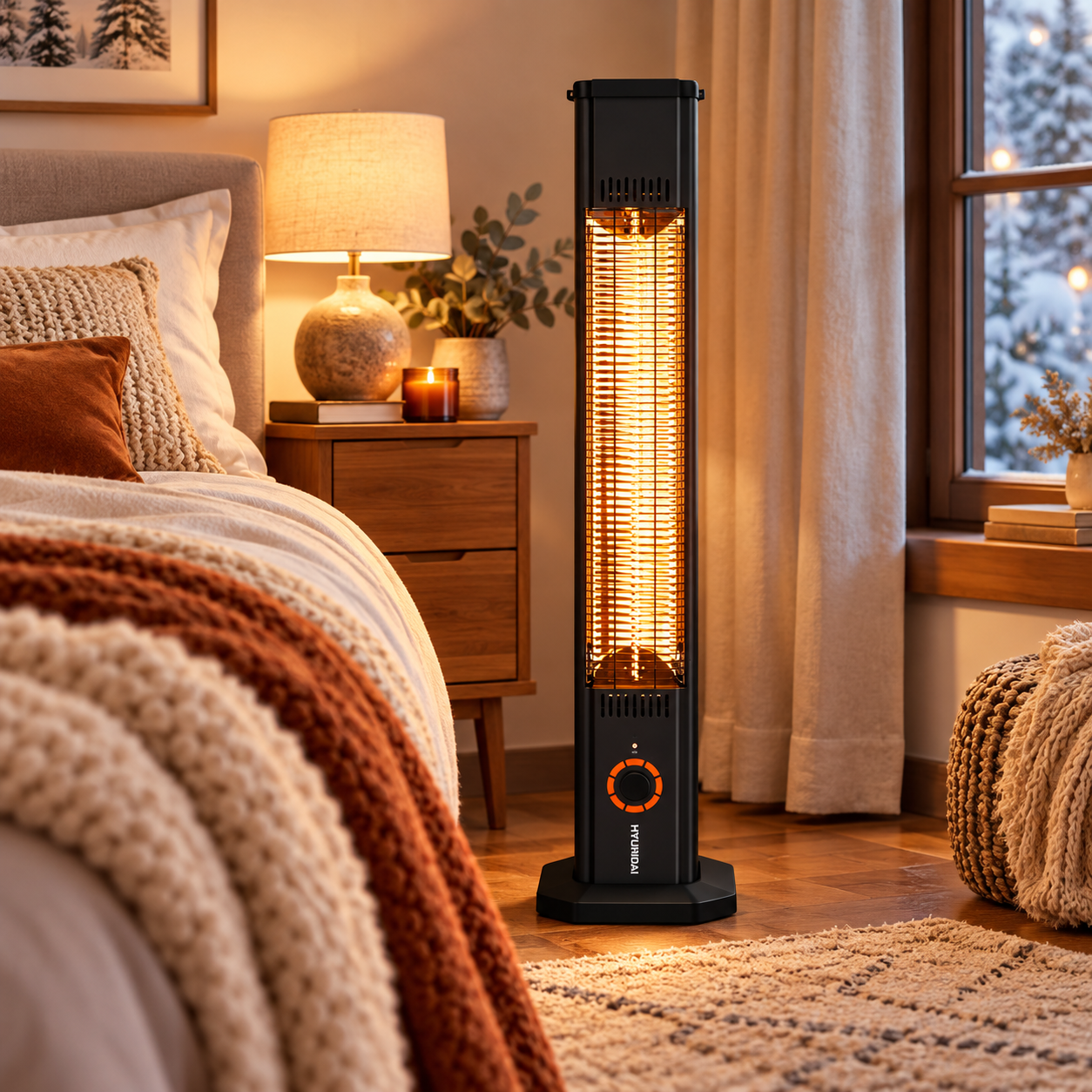 Stufa elettrica patio a colonna 2000W al carbonio da parete o da terra ideale per esterni