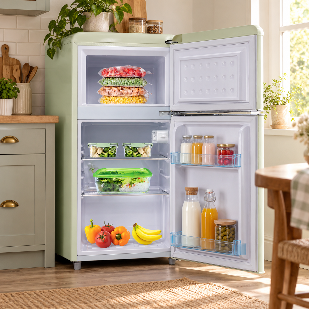 Frigo bar 100 litri 40W con freezer con termostato interno e autosbrinamento