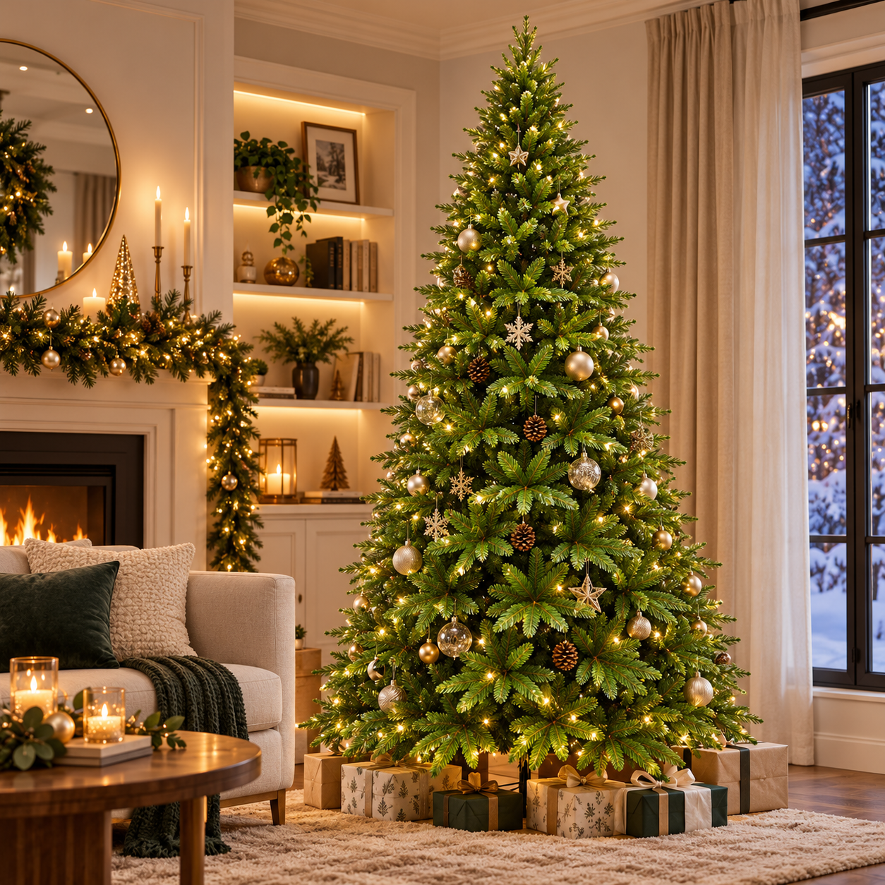 Albero di natale 2048 rami abete folto realistico h240 cm Matteo