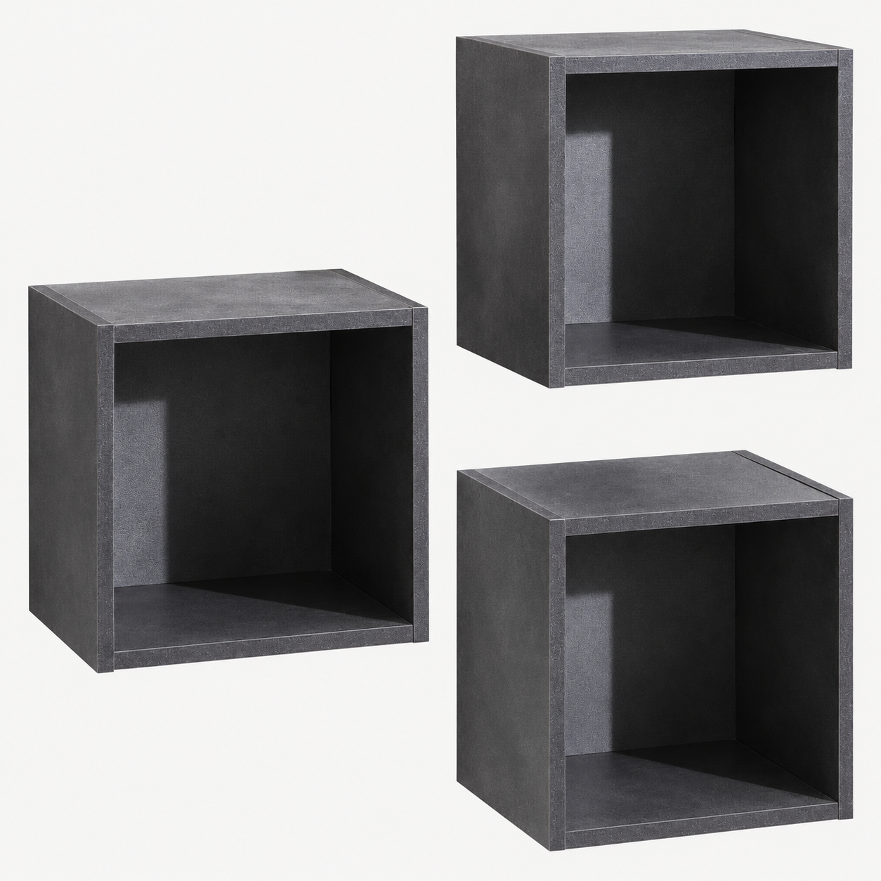 Pensile da soggiorno cubo set 3 pezzi 35x35 cm grigio scuro Qubical