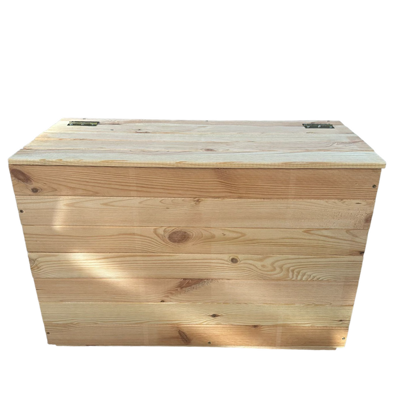 Baule contenitore in legno di pino 75x50x33 cm con maniglie per il tra