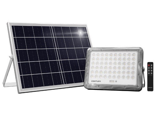 Projecteur LED avec télécommande crépusculaire et panneau solaire Prometeo indépendant 4000K 