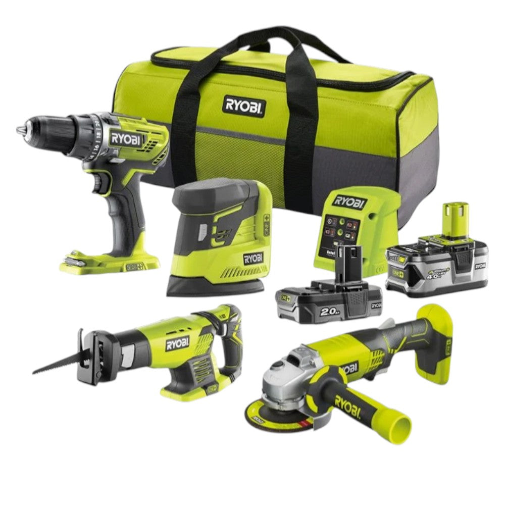 Kit 4in1 trapano avvitatore + smerigliatrice angolare + levigatrice palmare + sega dritta a batteria 18V