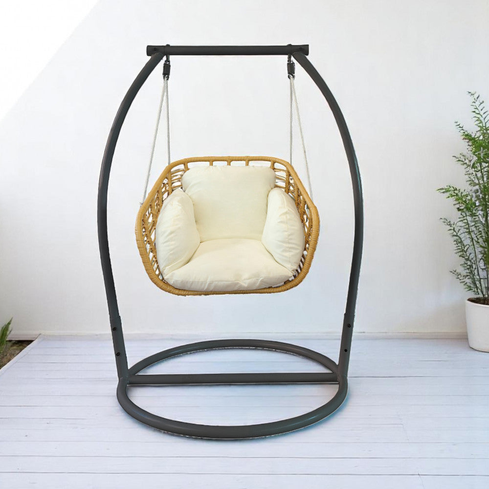 Dondolo un posto singolo struttura in metallo circolare con cuscino 105x156x105 cm Gleces