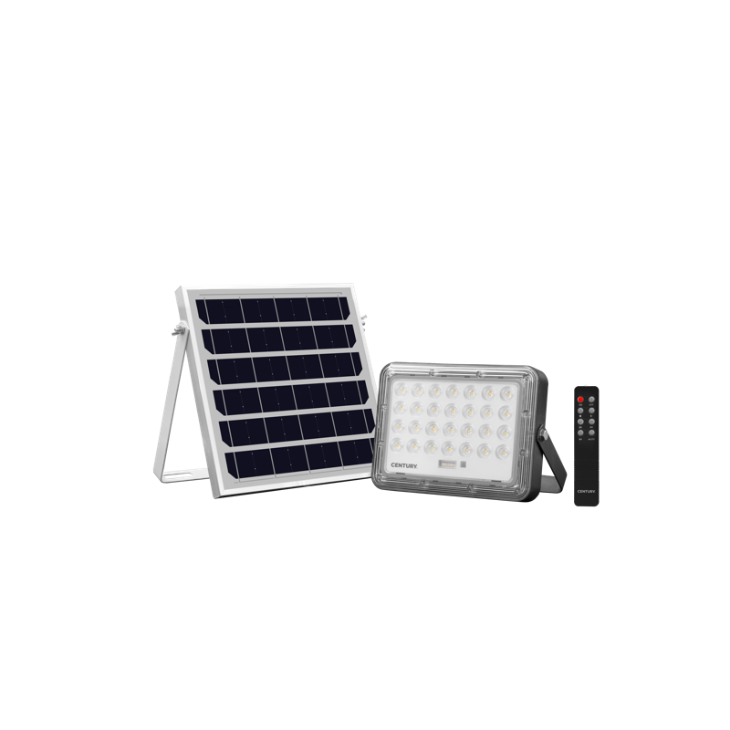 Projecteur LED avec télécommande crépusculaire et panneau solaire Prometeo indépendant 4000K 