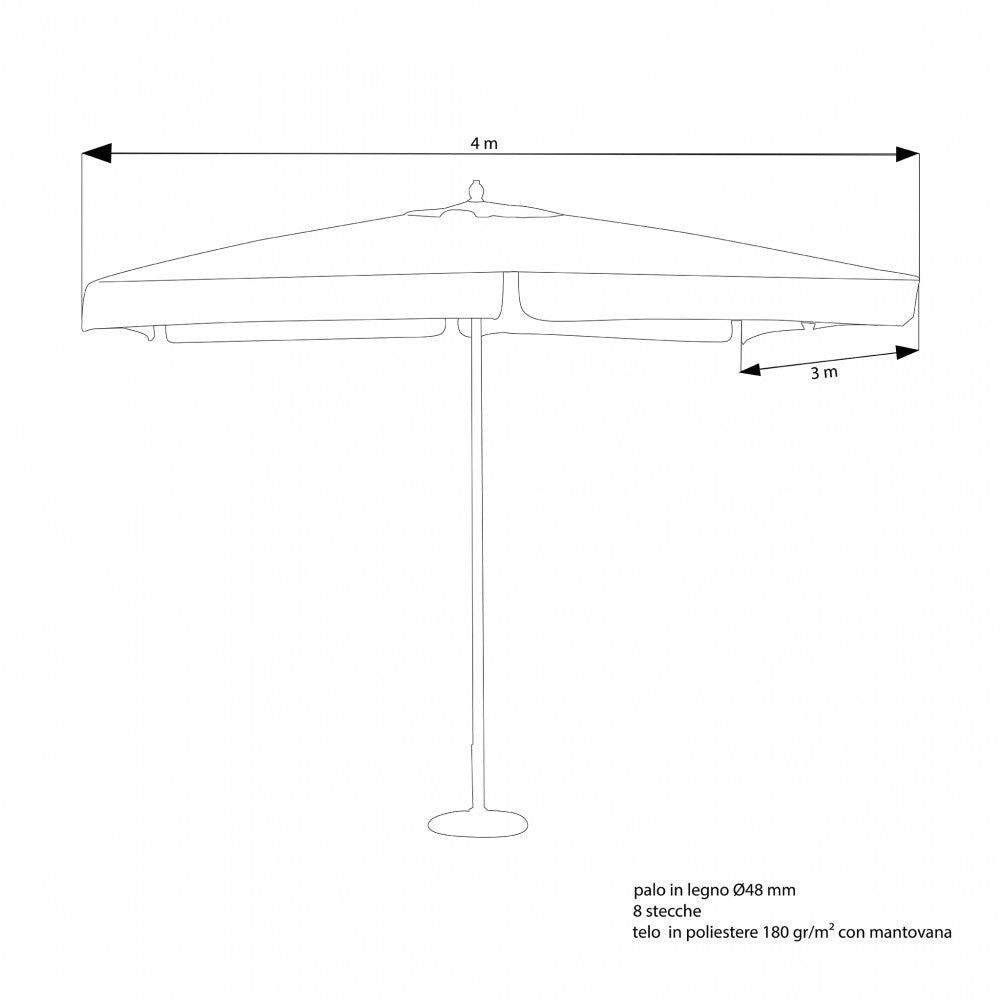 Ombrellone da giardino 3x4 mt con palo centrale Volans