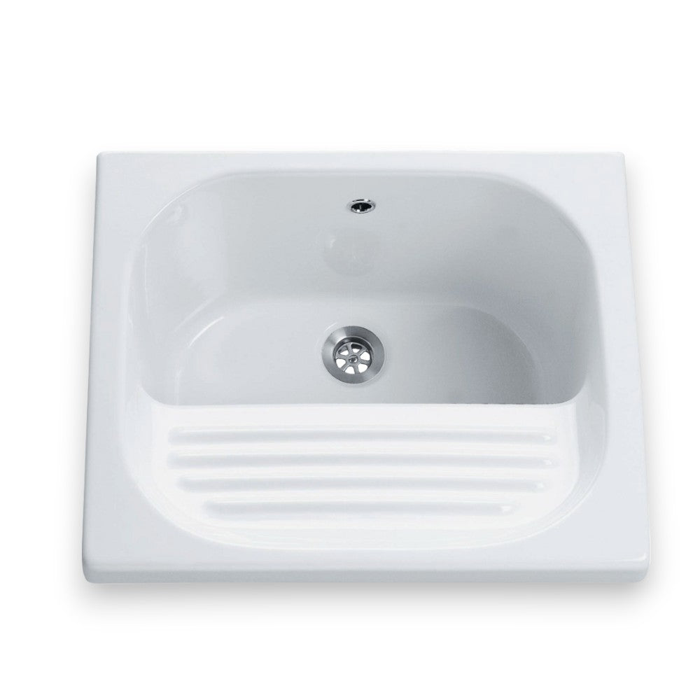 Lavabo avec essoreuse de salle de bain en céramique blanche