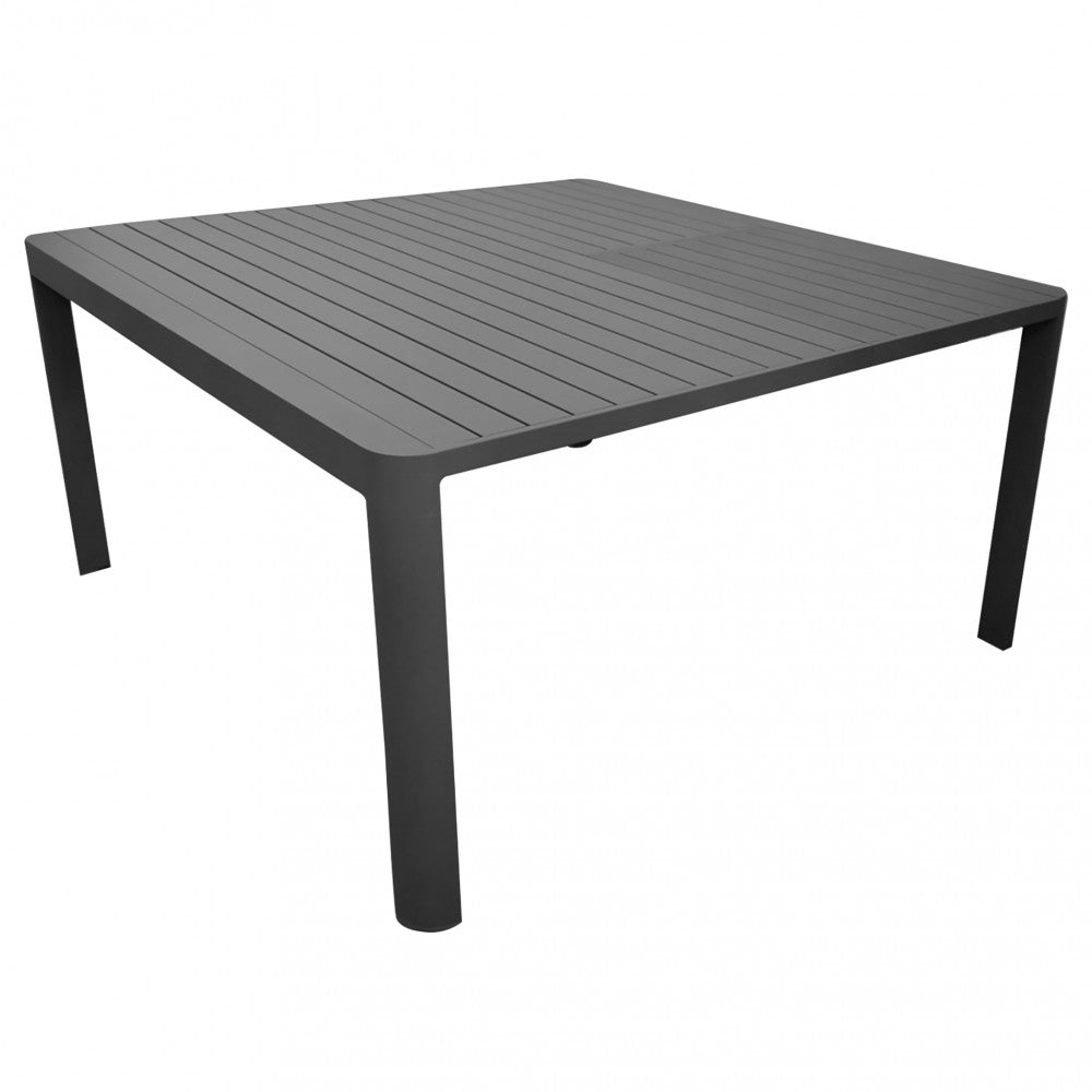 Table d'extérieur 100x150 cm en aluminium avec plateau à lattes extensible en largeur Square Maxi