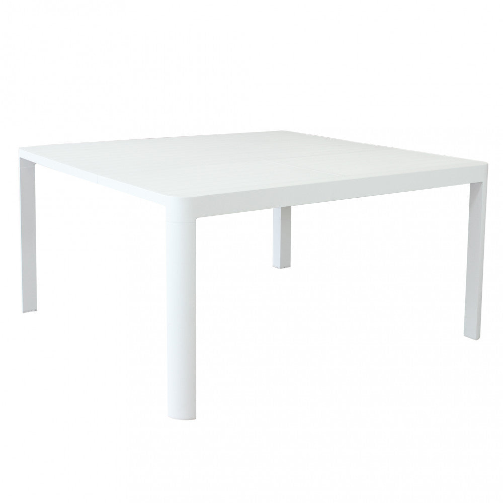 Table d'extérieur 100x150 cm en aluminium avec plateau à lattes extensible en largeur Square Maxi