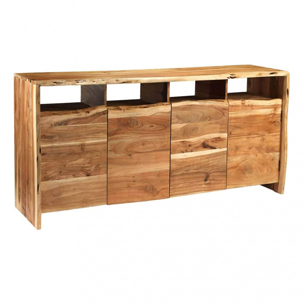 Buffet d'intérieur en bois d'acacia traité avec 4 portes battantes
