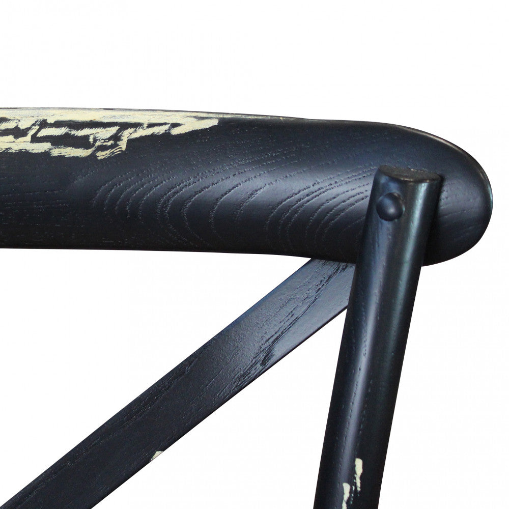 Sedia da pranzo in legno con schienale a croce e seduta in rattan 46x42xH87 cm Cross