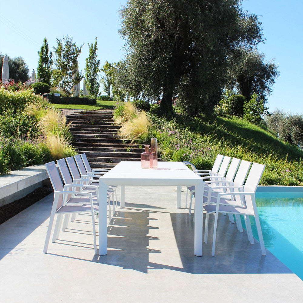 Table de jardin extérieur Springfield en aluminium blanc extensible jusqu'à 3 m 