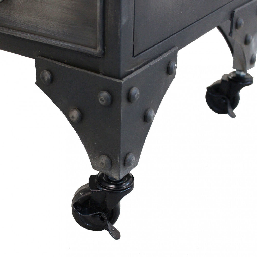 Mobile in acciaio con cassetti ante e ripiani ampi 132.5x37.5xH82 cm per casa