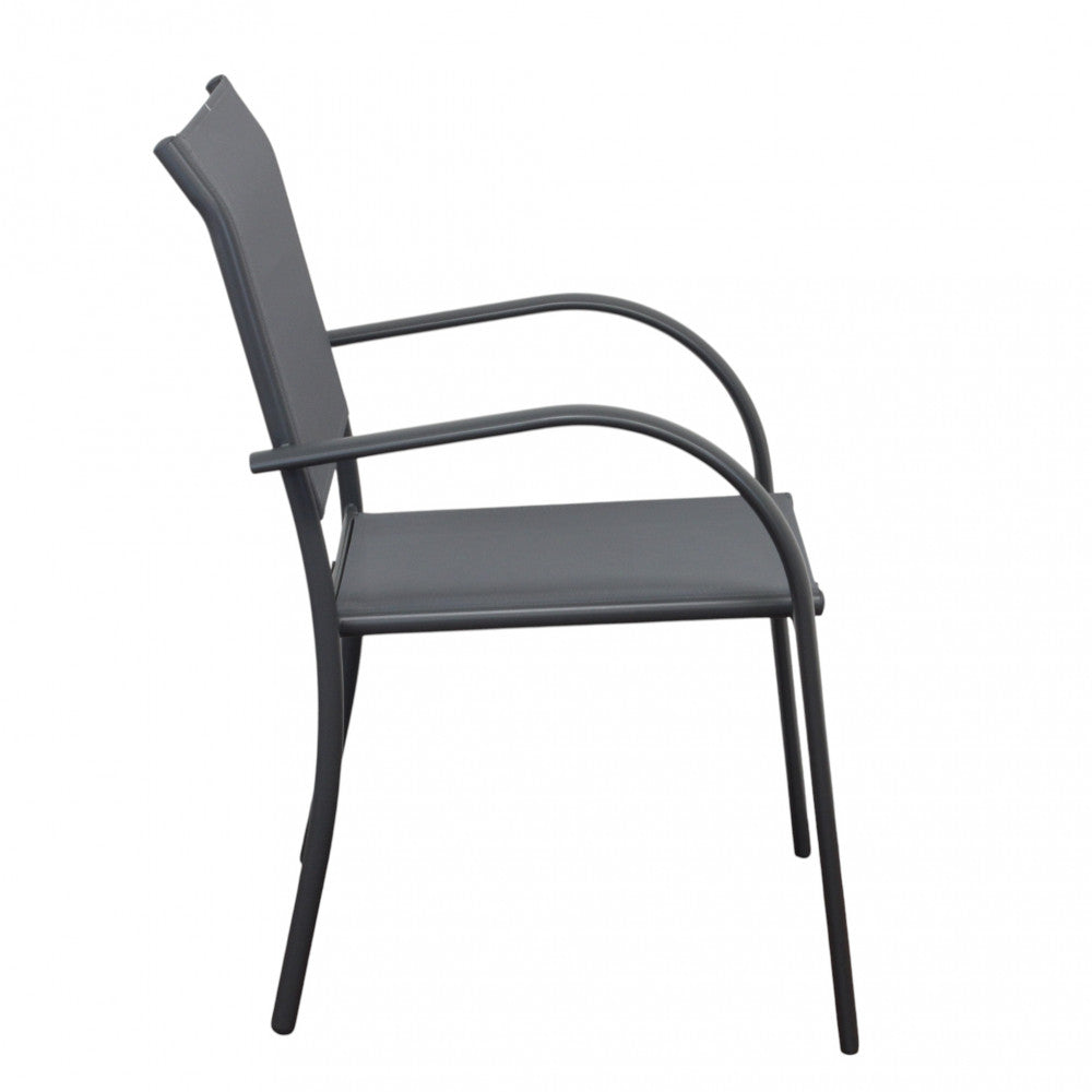 Sedia poltrona impilabile da esterno con struttura in alluminio e textilene Stamin