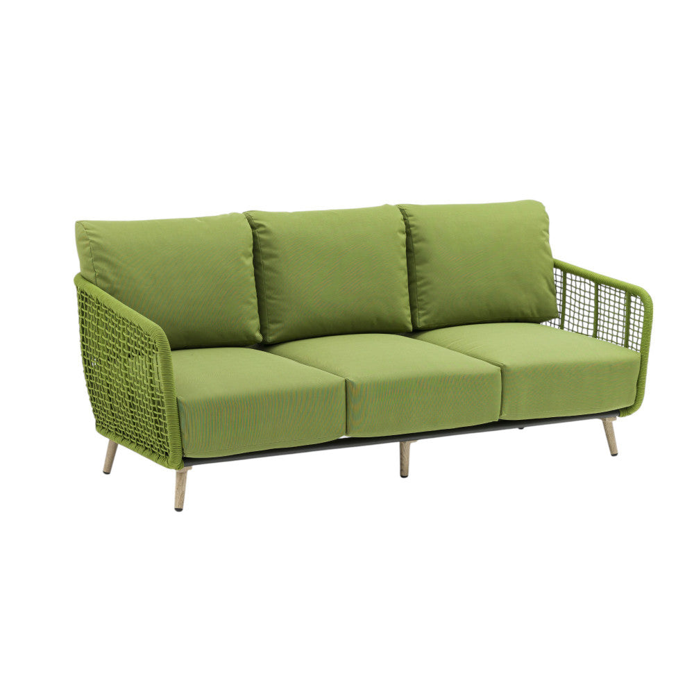 Salotto da giardino struttura in alluminio e rivestimento in corda pvc con cuscini inclusi Nova