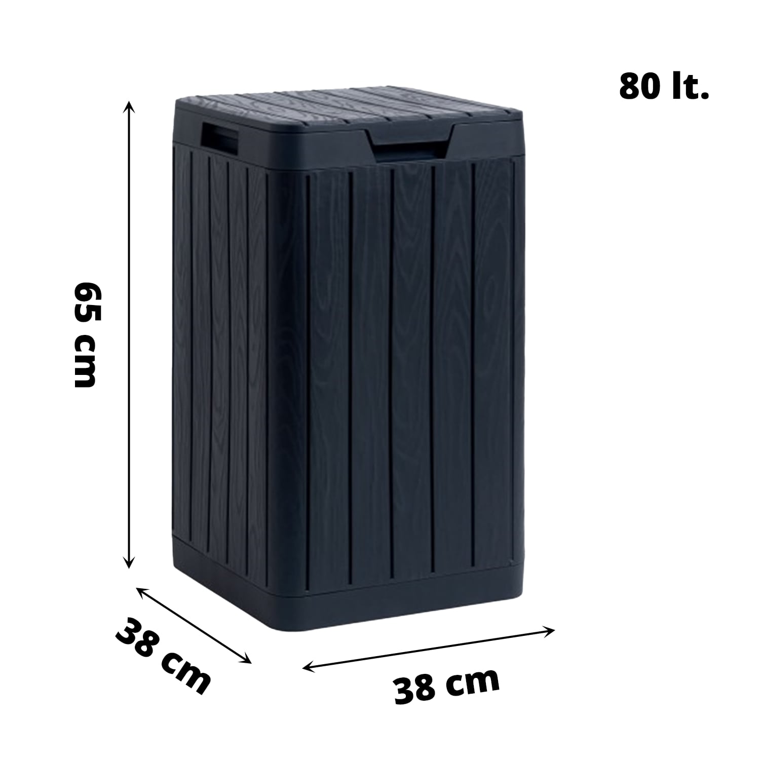 Poubelle de jardin en résine 80 litres avec porte-sac et fermeture à pression Rio Garden anthracite TOOMAX