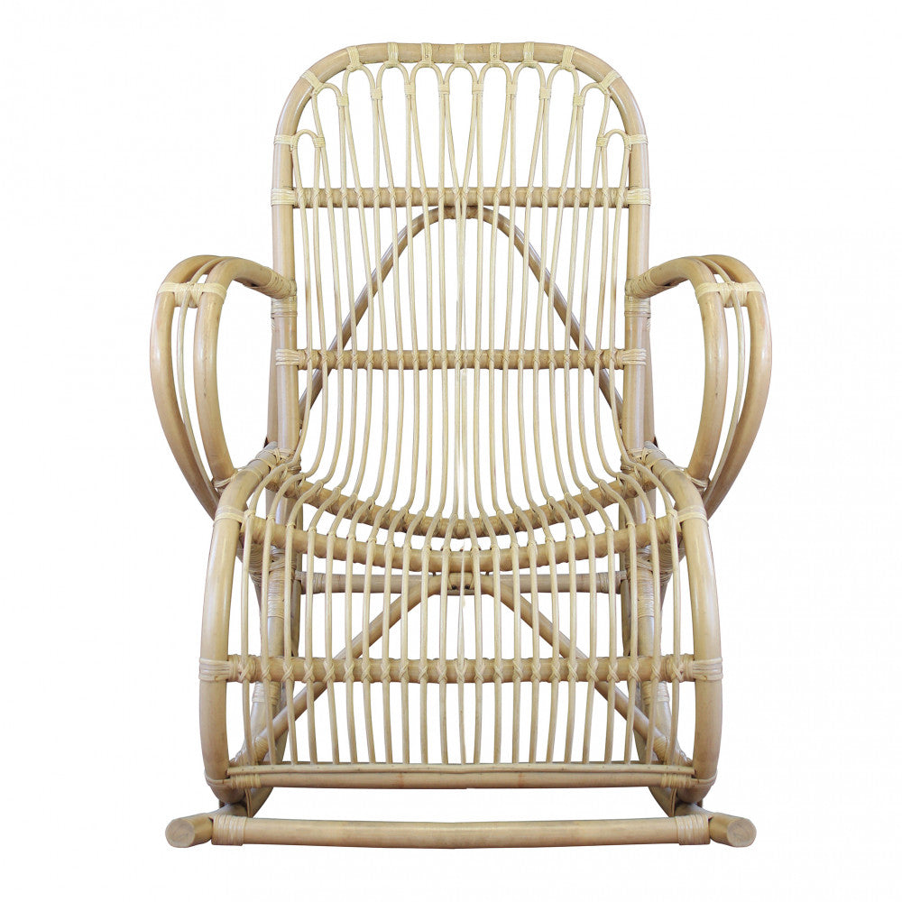 Fauteuil à bascule d'extérieur en fibre de bambou tressée naturelle Palmarola 