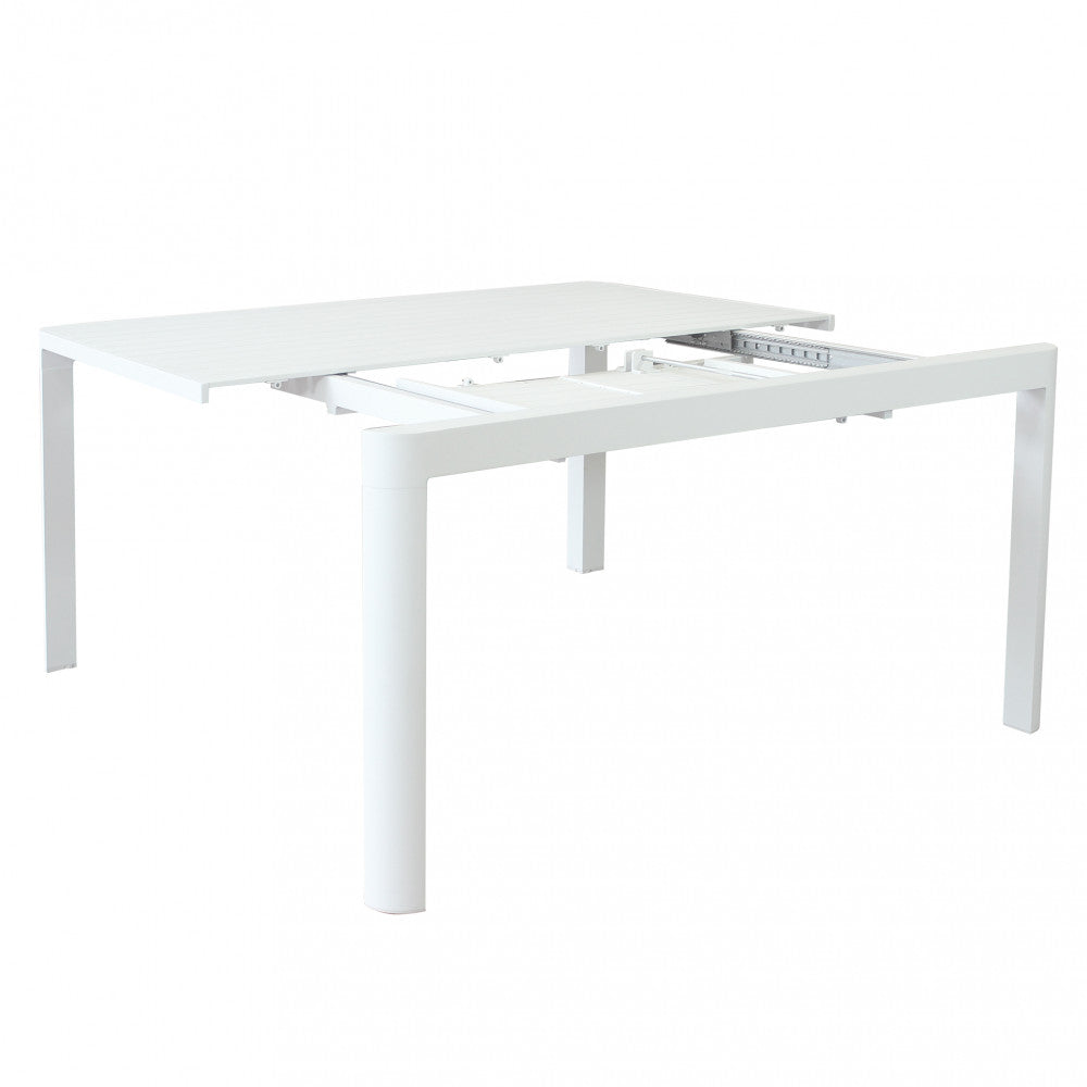 Table d'extérieur 100x150 cm en aluminium avec plateau à lattes extensible en largeur Square Maxi