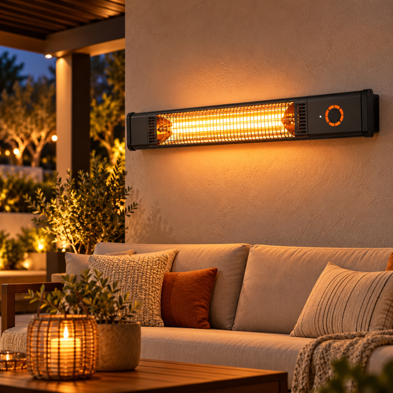 Stufa elettrica patio a colonna 2000W al carbonio da parete o da terra ideale per esterni