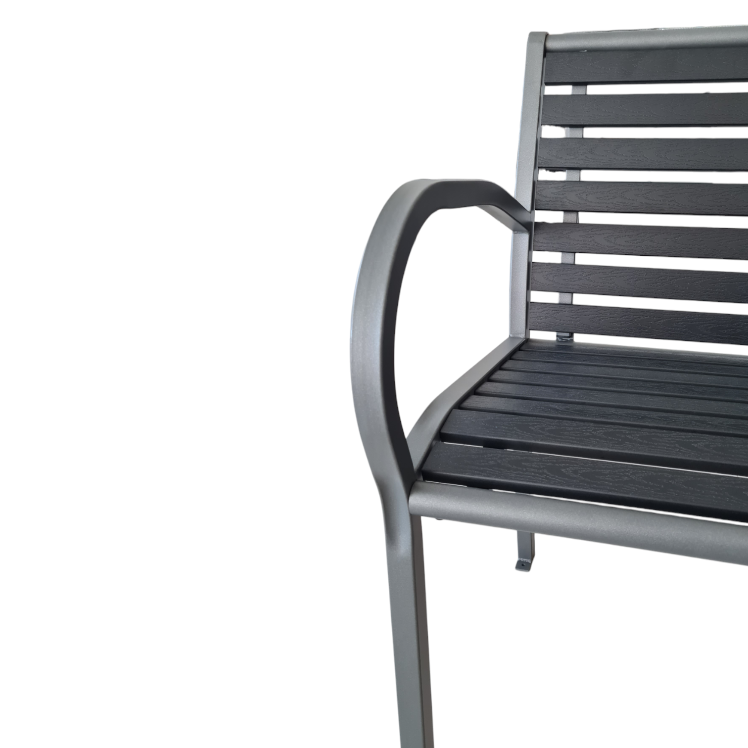 Banc en acier et résine avec accoudoirs gris anthracite 125x59x81 cm