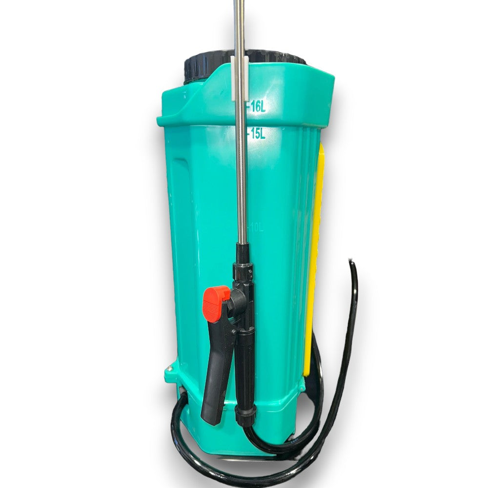 Pompe pulvérisateur à dos avec batterie 12v et lance en acier et laiton de 16 litres