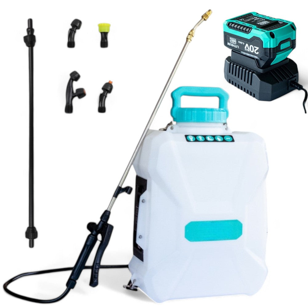 Pompe de pulvérisation à dos de 12 litres avec batterie au lithium amovible de 4 Ah avec lance en acier inoxydable et en laiton