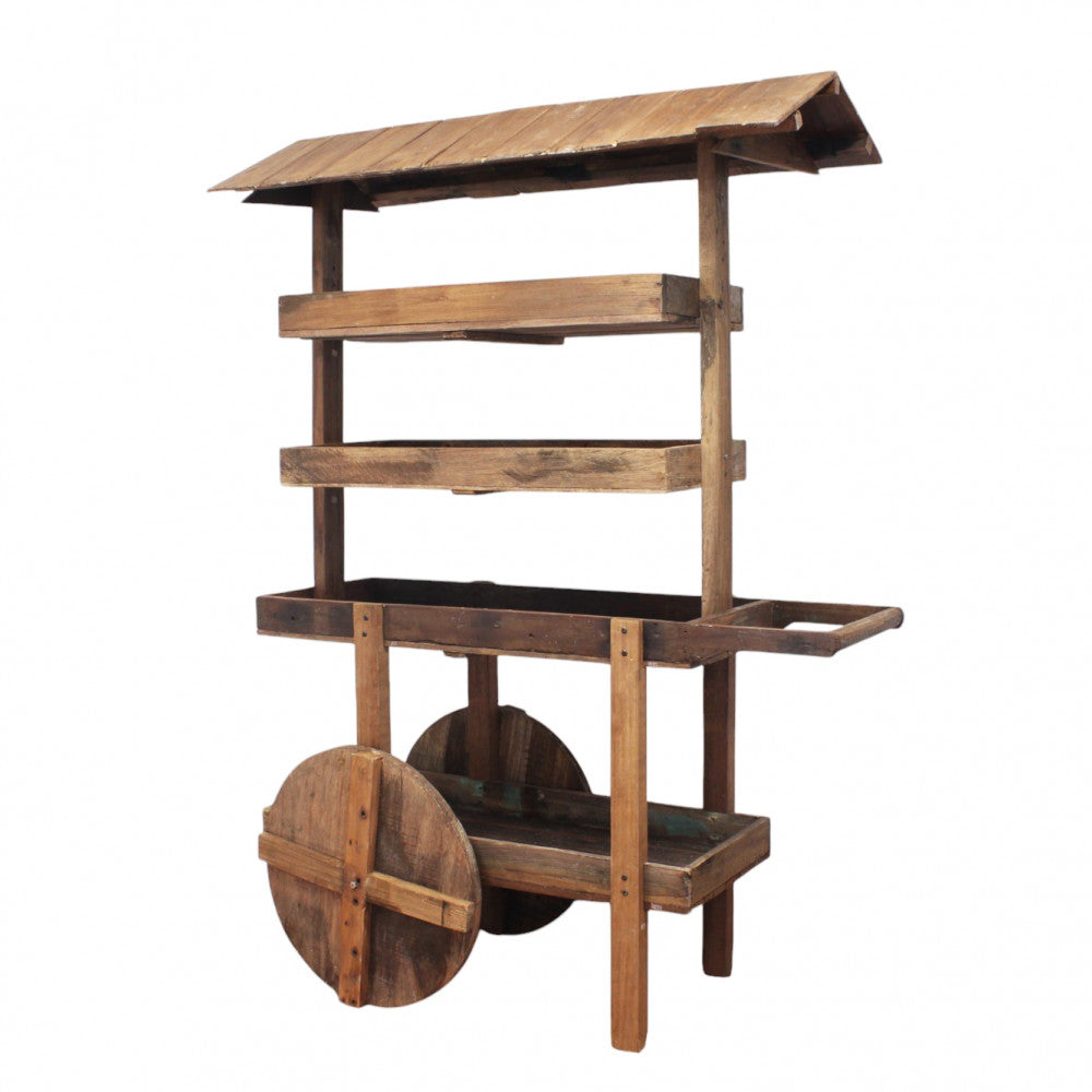 Libreria mobile scaffaletto carrello ornamentale in legno con ruote Sirio