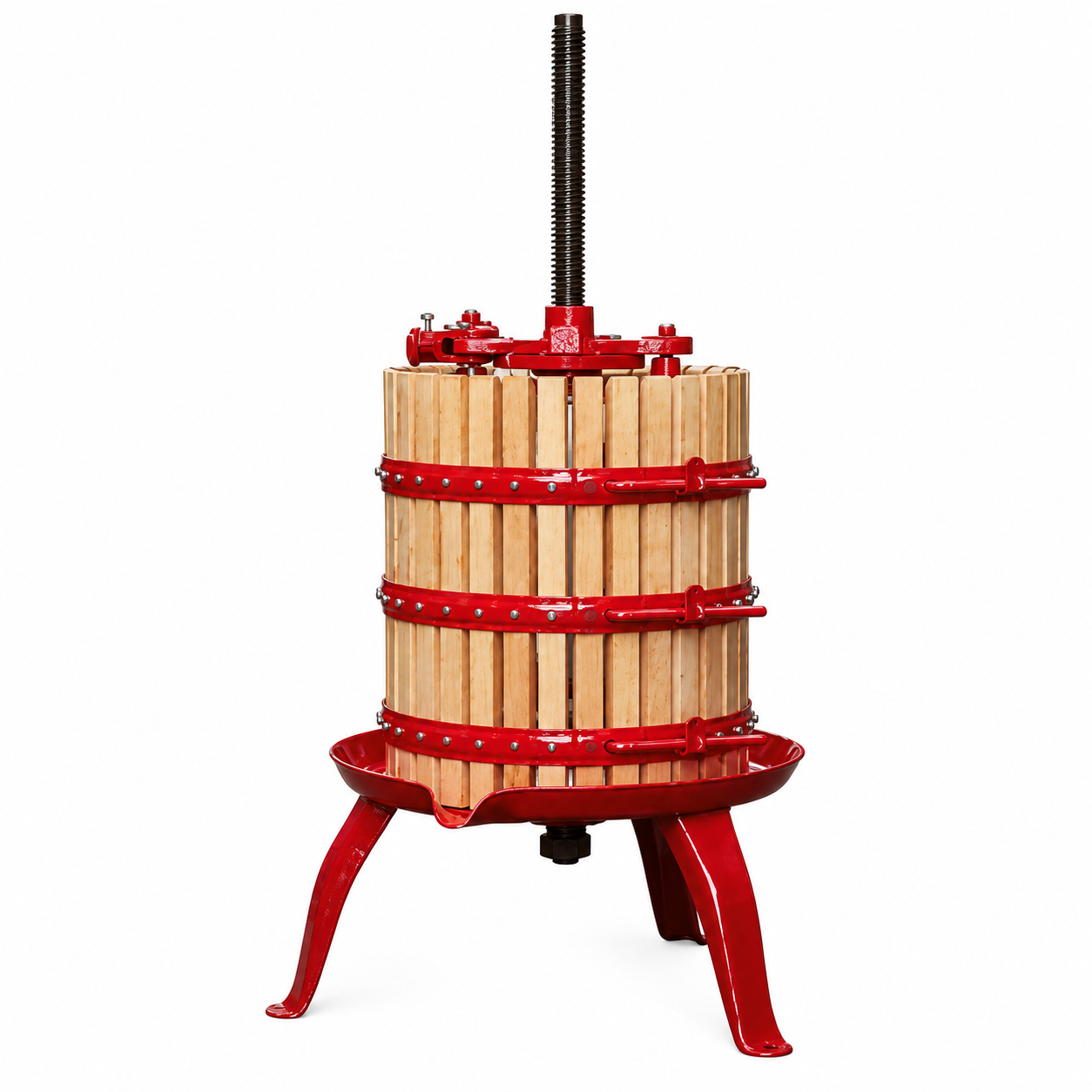 Torchio a cricco h50 cm per vinacce in legno e acciaio botte 48 litri