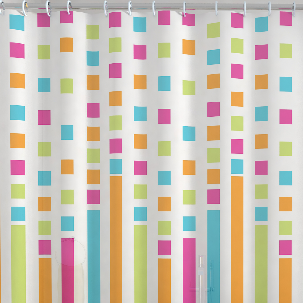 Rideau de douche de salle de bain en peva multicolore