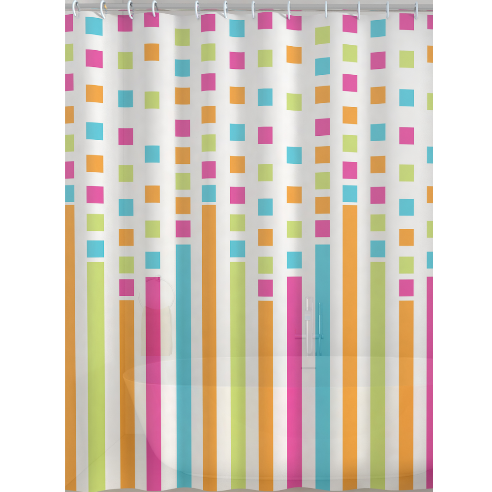 Rideau de douche de salle de bain en peva multicolore