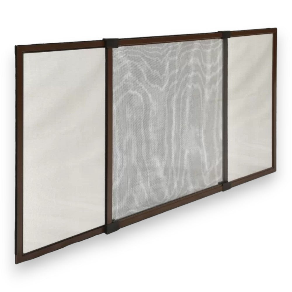 Moustiquaire en fibre avec cadre modulable en aluminium - couleur marron RAL8014 - maille grise - cm.75x50h.