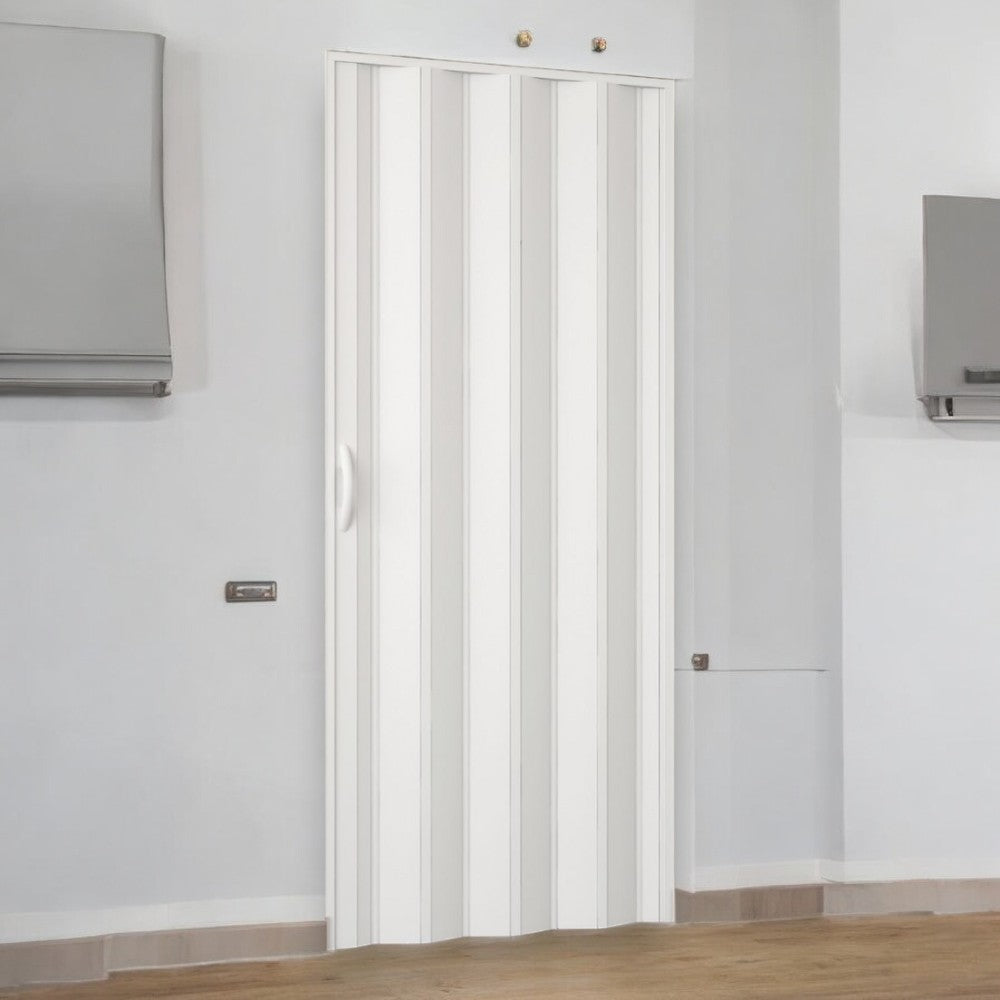 Porte pliante en PVC rigide à ouverture latérale et fermeture avec poignée 82x212 cm