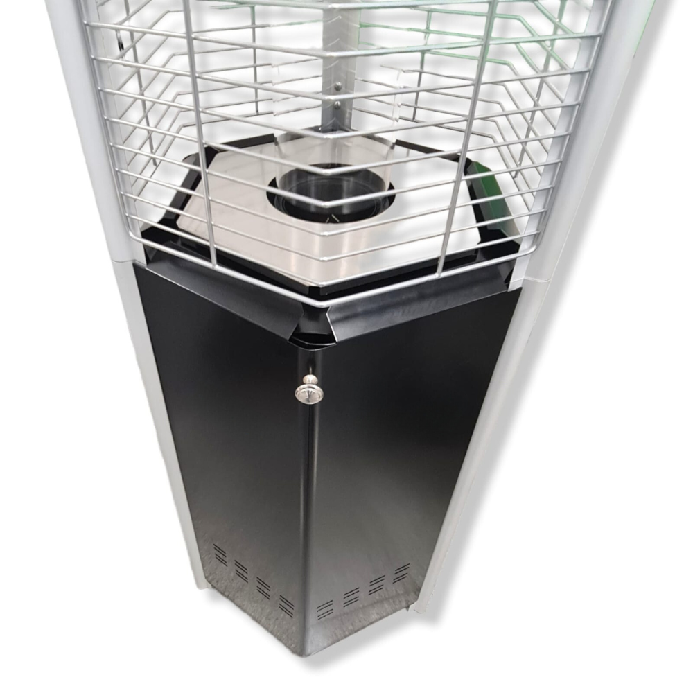 Poêle à gaz thermopatio extérieur, modèle pyramide hexagonale Totem 13 KW avec roulettes