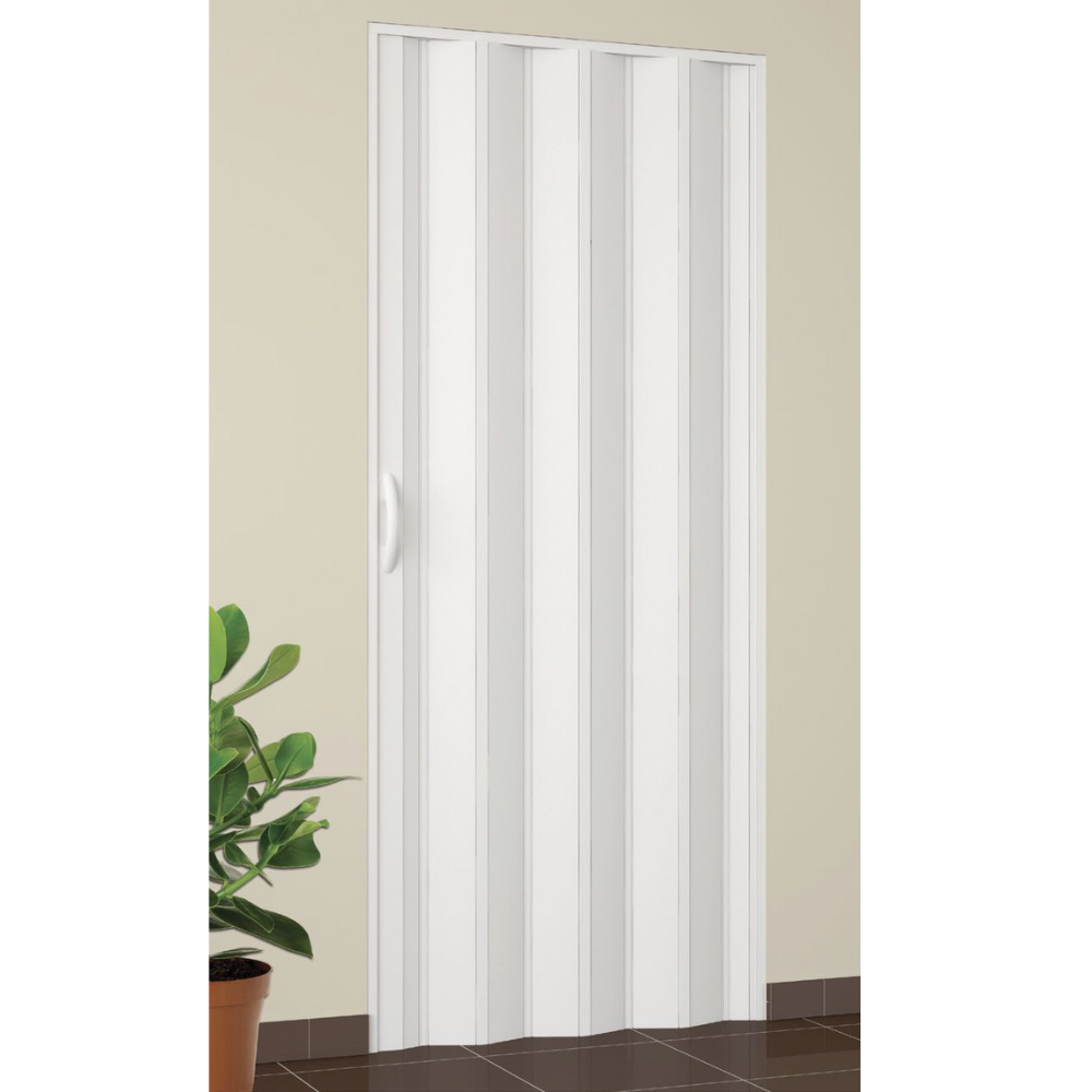 Porte pliante en PVC rigide à ouverture latérale et fermeture avec poignée 82x212 cm