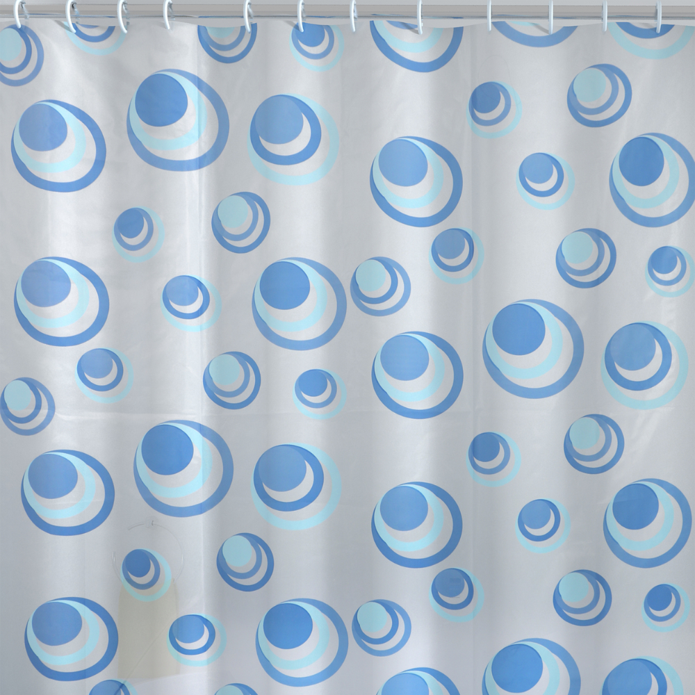 Rideau de douche salle de bain en peva 'orbita' bleu clair