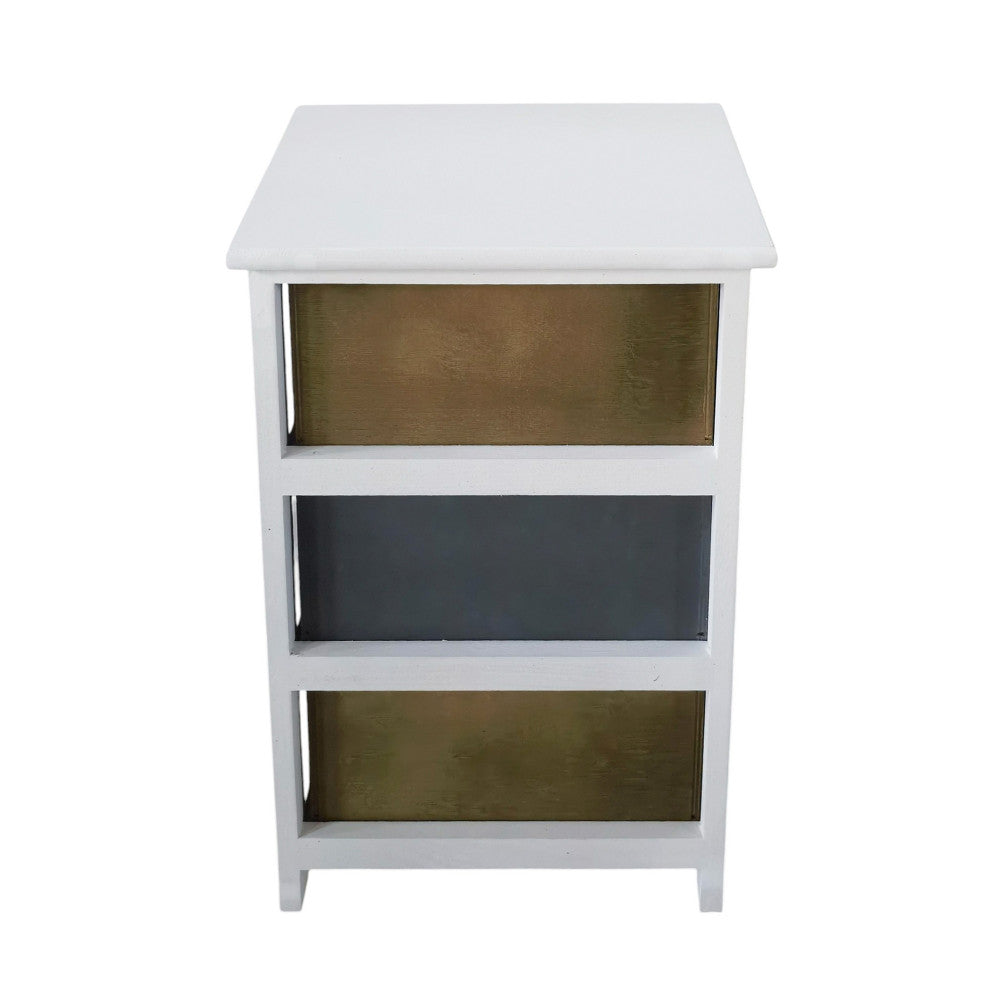 Mobiletto cassettiera in legno 35x28x56 cm con 3 cassetti colorati