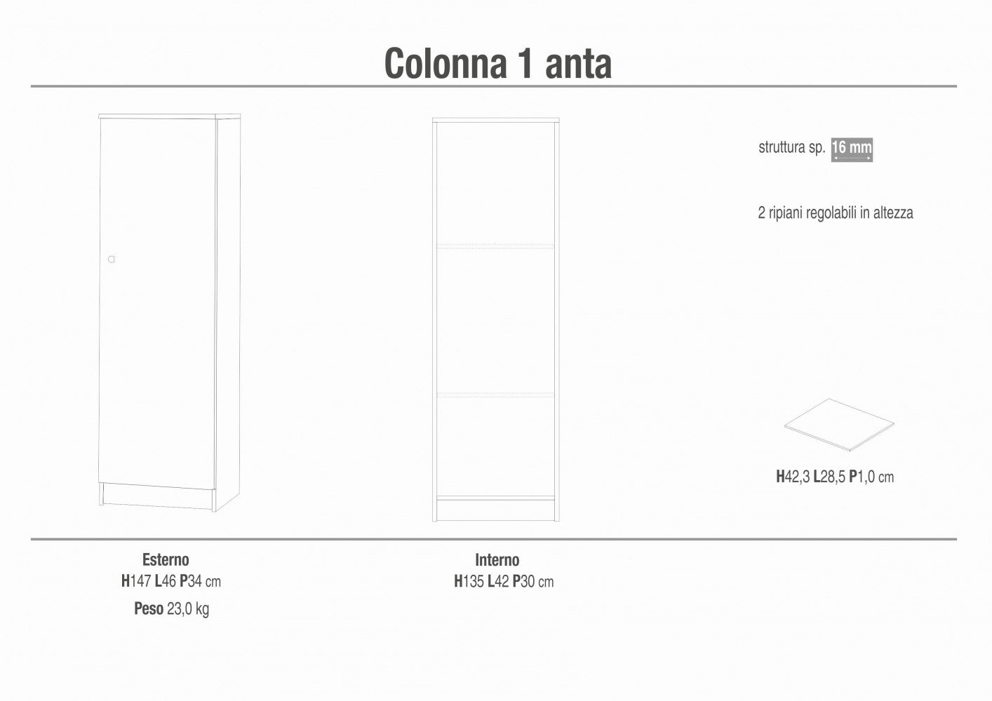 A30200Euk Kit Colonne 1 Porte Eucalyptus