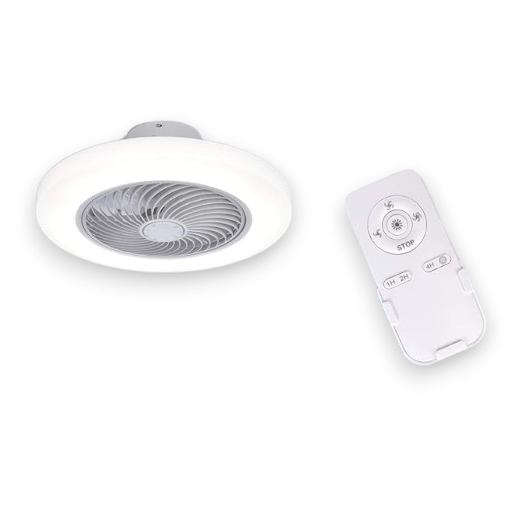 Plafonnier LED avec ventilateur 20w à 5 pales et 6 vitesses d'air chaud et froid avec télécommande