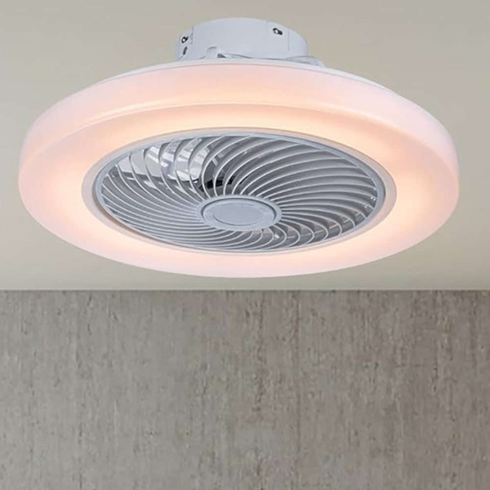 Plafonnier LED avec ventilateur 20w à 5 pales et 6 vitesses d'air chaud et froid avec télécommande