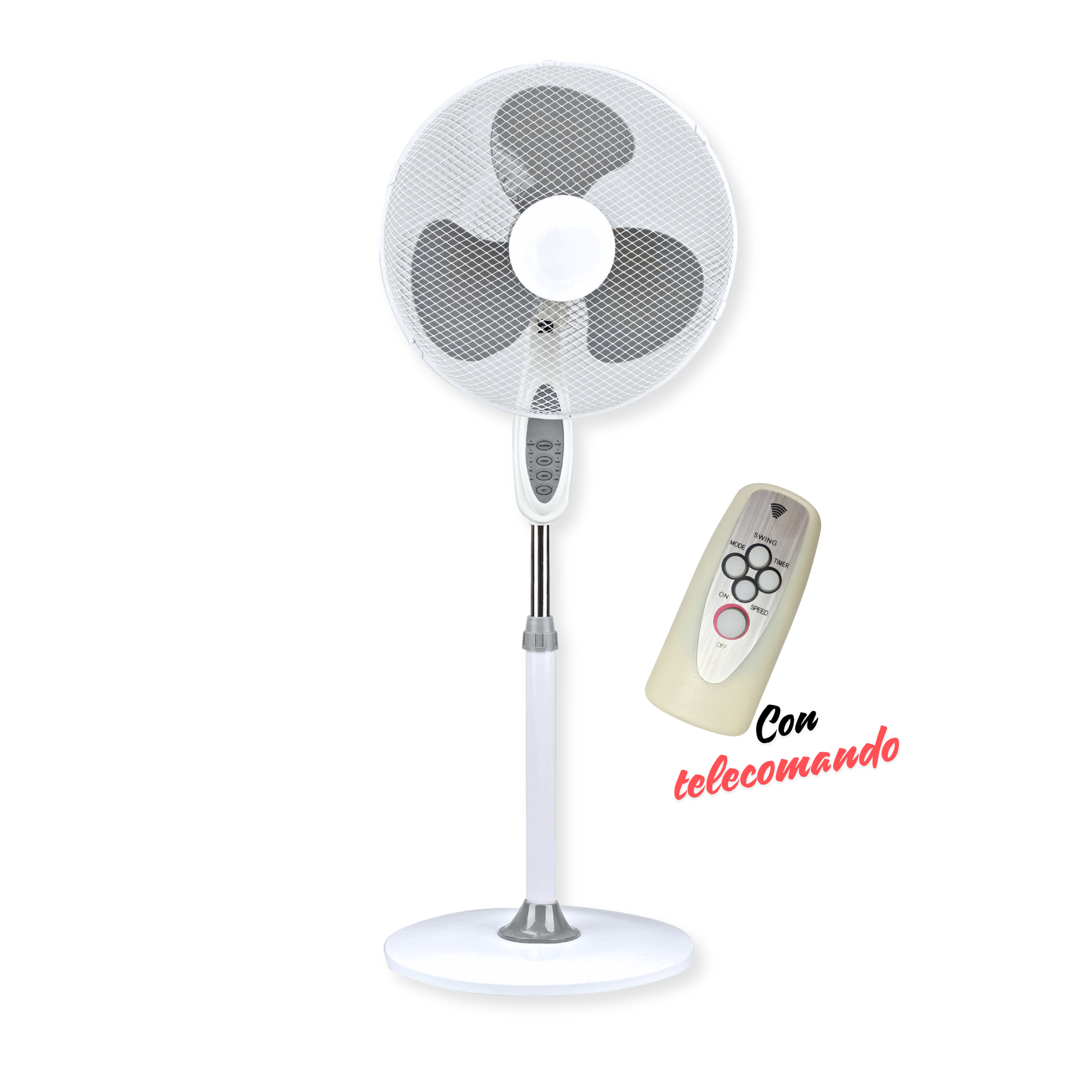 Ventilateur colonne diamètre 40 cm sur socle antichute avec télécommande et minuterie d'arrêt