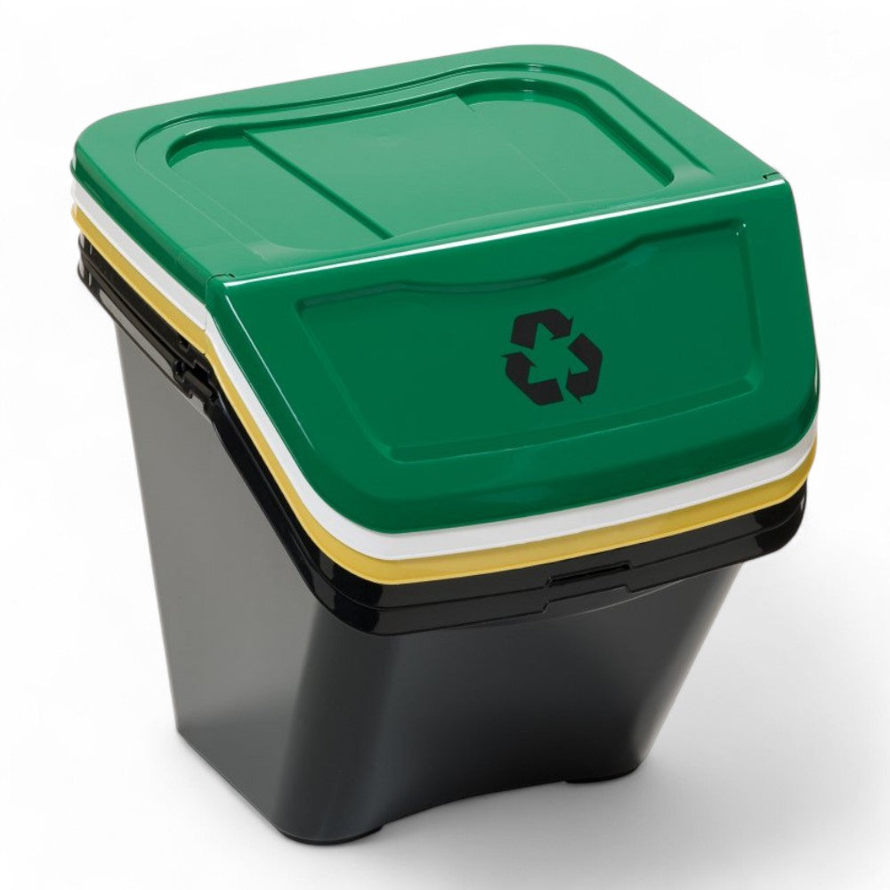 Ensemble de poubelles 'ecobin' 3 pièces pour la collecte sélective des déchets - 30 lt - 39x39x33h cm