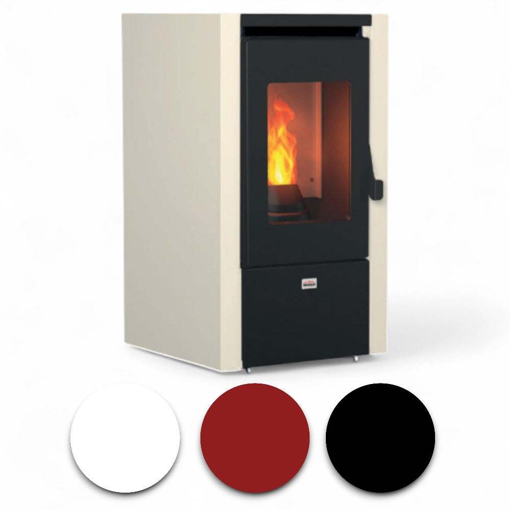 Stufa a pellet in acciaio 7 Kw A+ con uscita fumi posteriore 42,5x44xH76,5 cm Queen Little 6