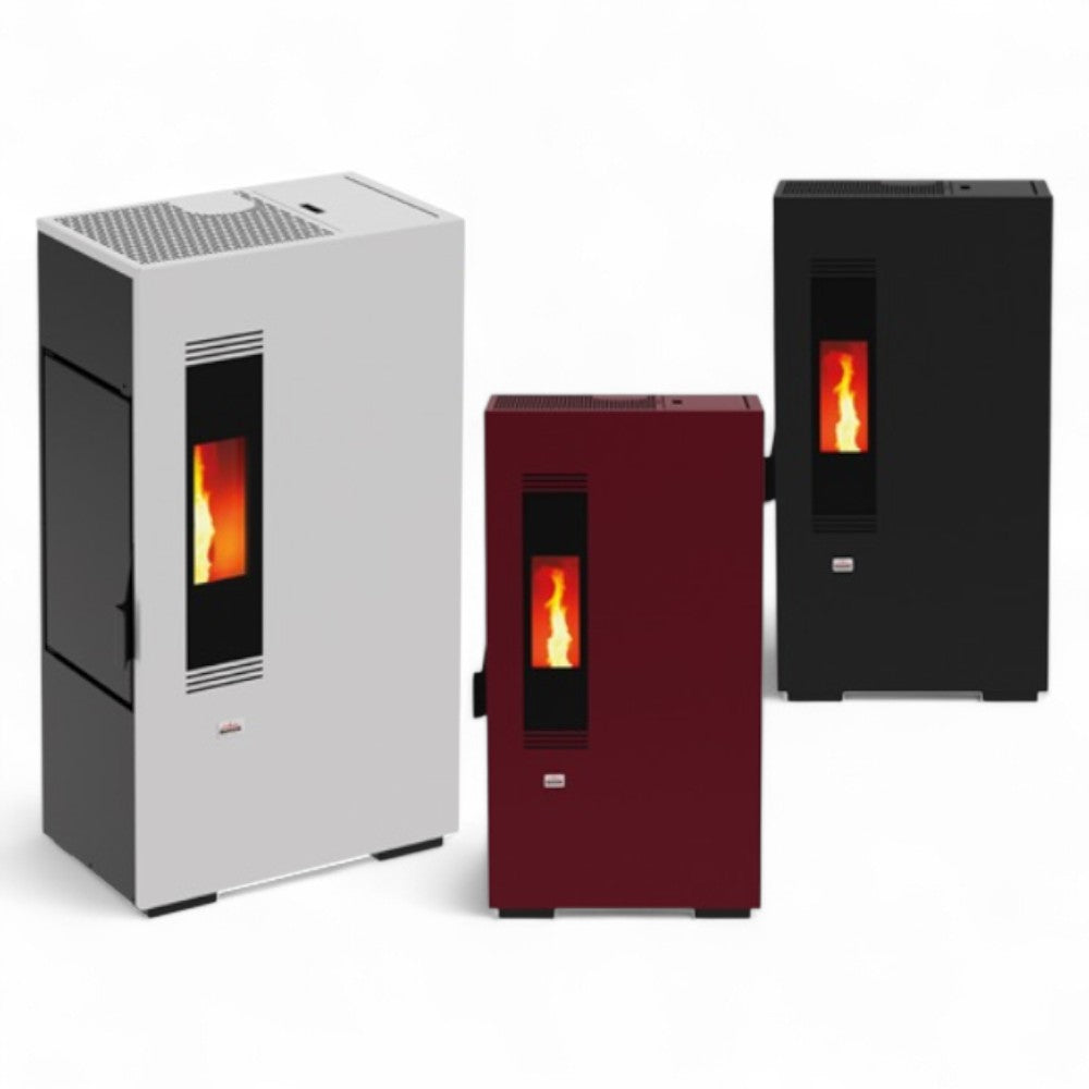 Stufa a pellet in acciaio 5,5 Kw A+ con raccordo uscita fumi posteriore o superiore Queen Slim 5