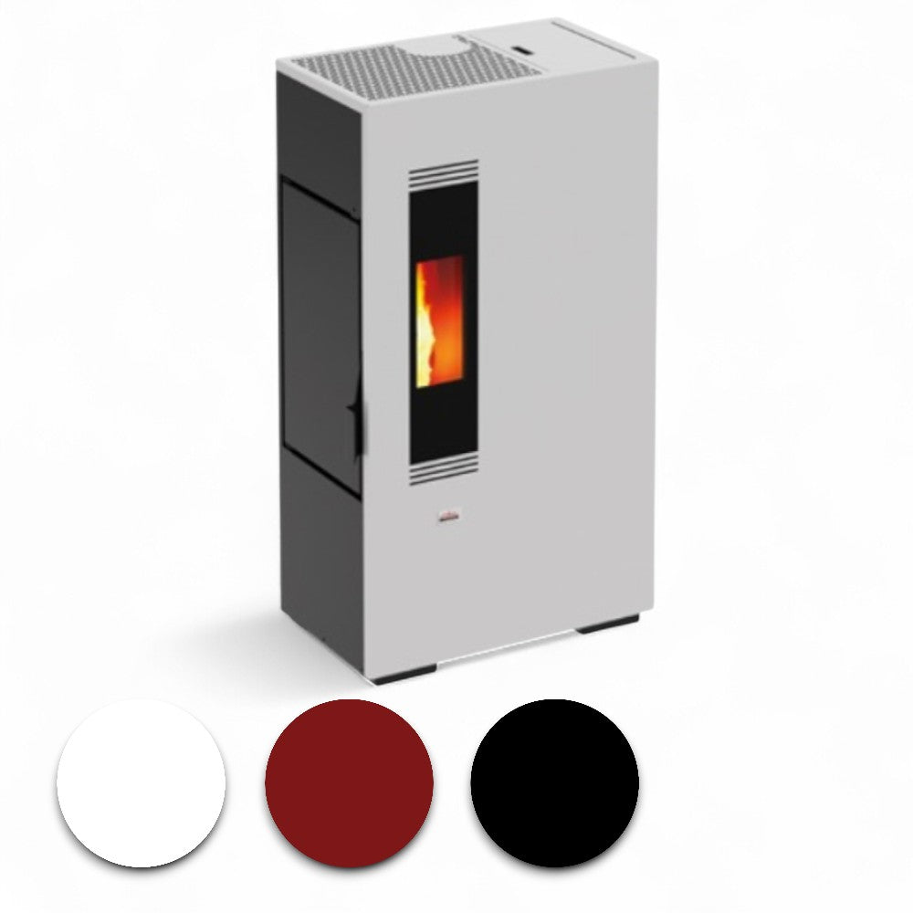 Stufa a pellet in acciaio 5,5 Kw A+ con raccordo uscita fumi posteriore o superiore Queen Slim 5