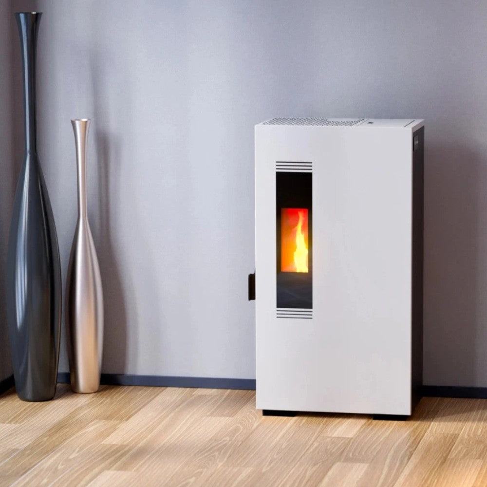 Stufa a pellet in acciaio 5,5 Kw A+ con raccordo uscita fumi posteriore o superiore Queen Slim 5